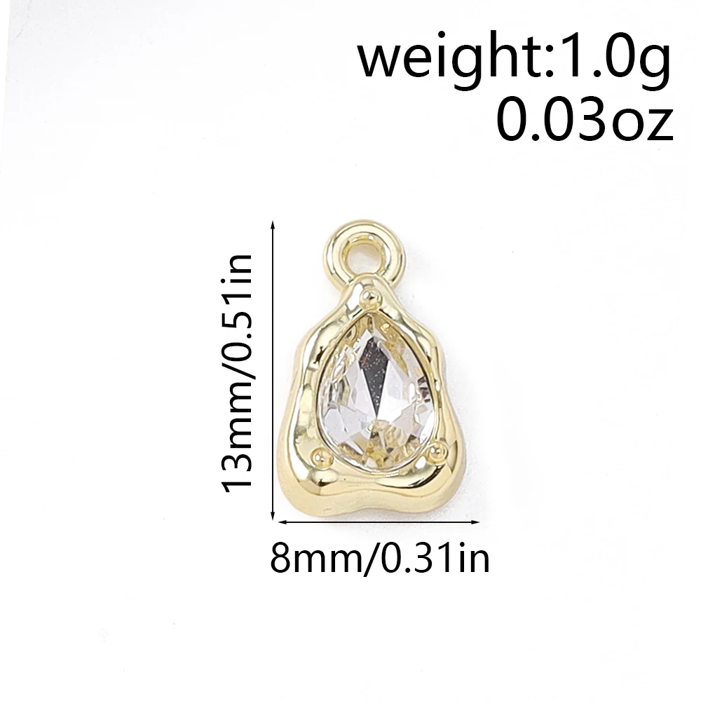 Leslie 5 Stück zierliche CZ-Charms, Kristall-Wassertropfen-Anhänger für handgefertigte Halsketten, Armbänder, Schmuckherstellung, DIY-Bastelbedarf – Detail 1