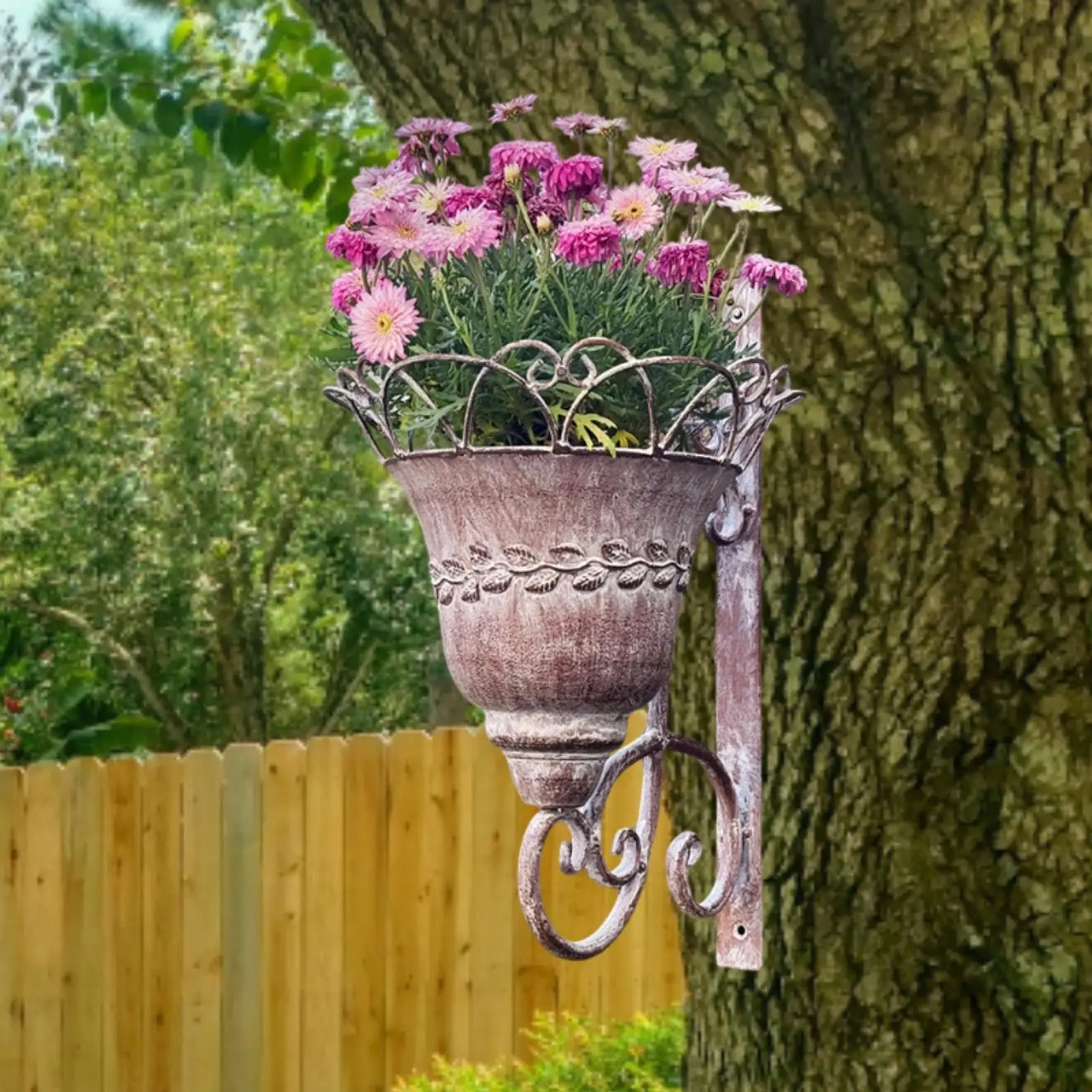 

Iron Planter Basket Gift Wall Mounted Flower Pot for Patio Courtyard Balcony
