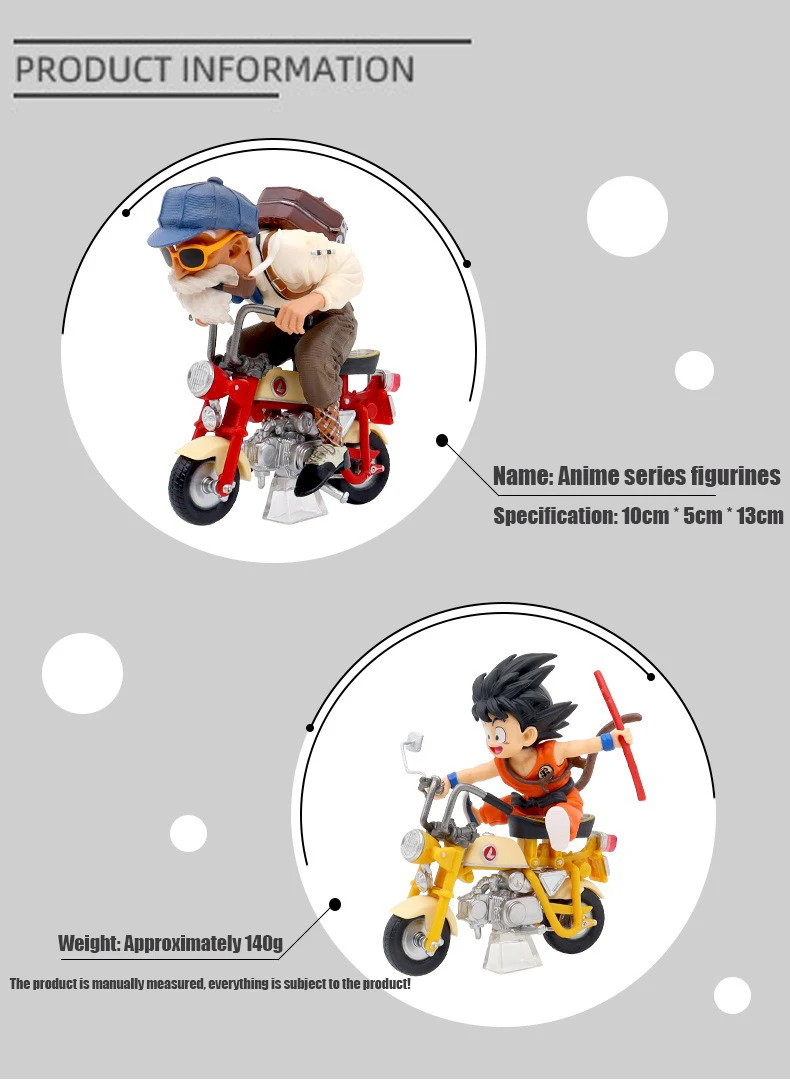 HOT 13cm Dragon Ball Z Anime Figur Son Goku Master Roshi Lokomotiven PVC Action Kame Sennin Motorrad Spielzeug für Kinder Geschenke – Detail 2