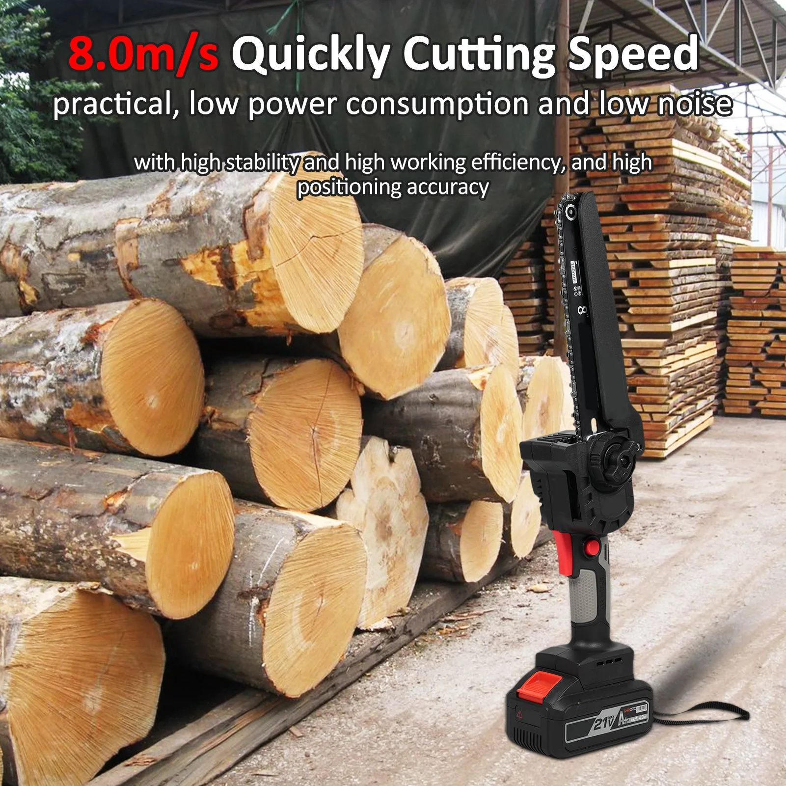 8 Inch Mini Chainsaw Electric Cordless Pruning Chainsaw Tree Trimming Branch Wood Cutting Tools Portable Electric Chainsaw