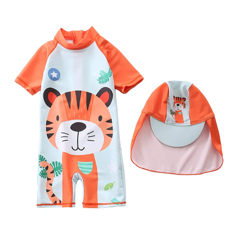 HappyFlute Ins Styles Short-sleeved Stereoscopic Animals Graphics Quick-drying Sunscreen Baby Boys' Swimsuit