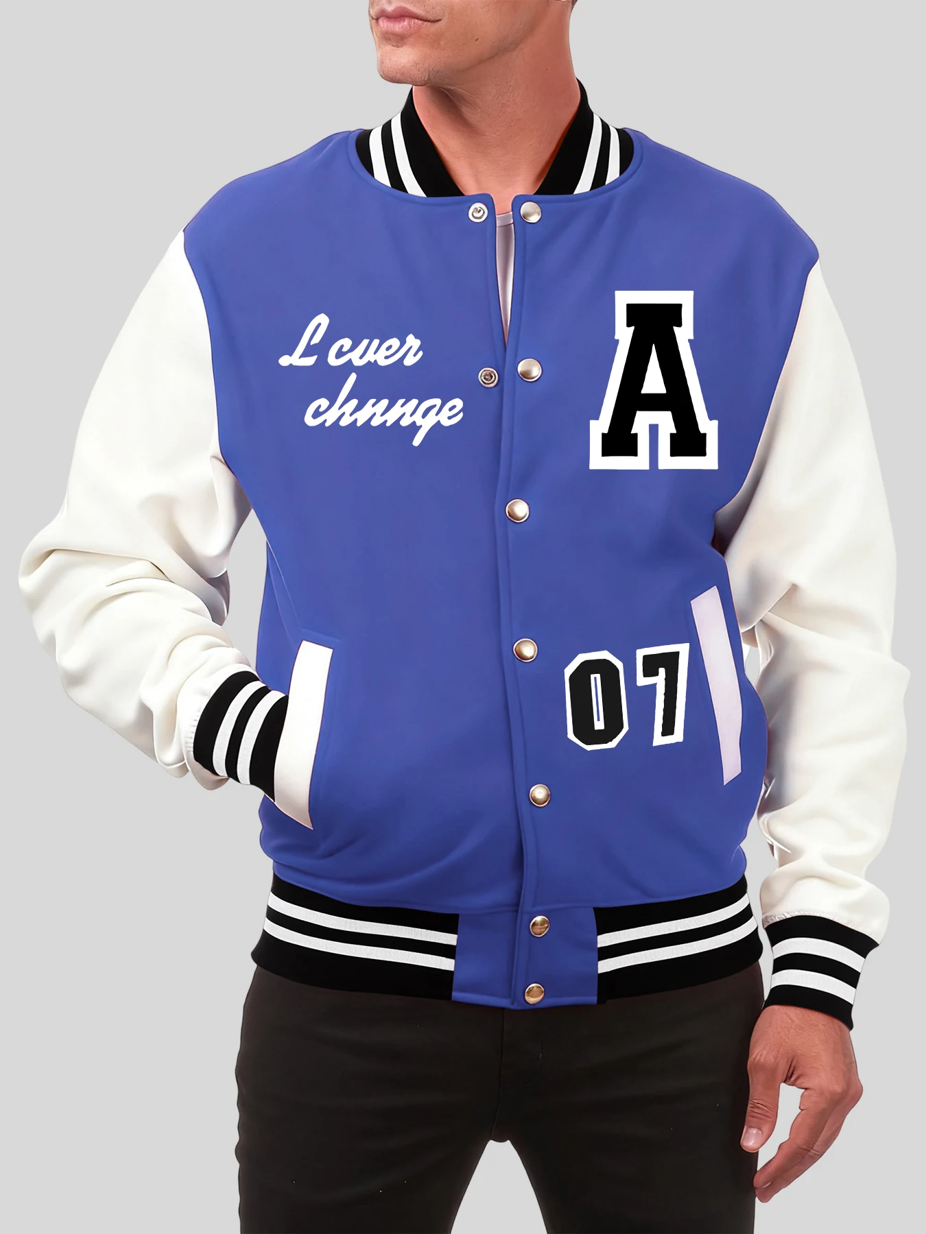 

Мужская бейсбольная форма с принтом Art Letter A и No 077, осенняя модная одежда, хлопковая куртка большого размера, красочные куртки в стиле хип-хоп