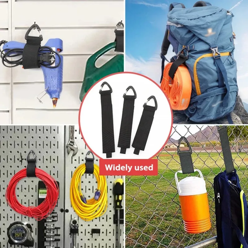 Hanging Carabiner Heavy Strap Nylon Storage Belt Extension Cord Storage Finishing Heavy Strap Wire Manager Cable Ties  Organizer