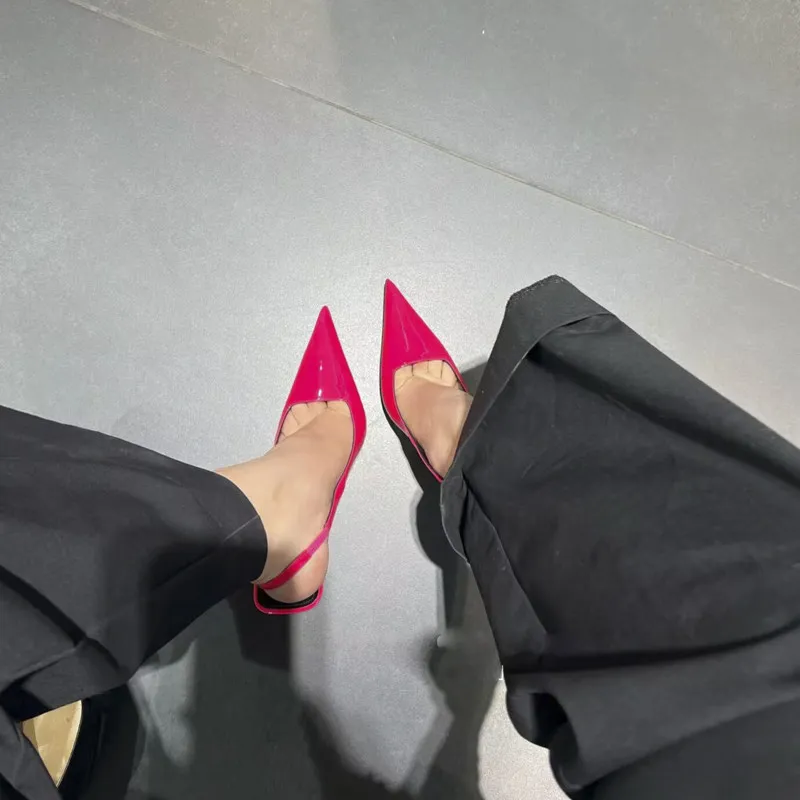 New Sexy Rose Red Sandals Women Summer Pointed Toed High-Heeled Shoes For Women Stiletto High Heels Dress Shoes Women Sandalias