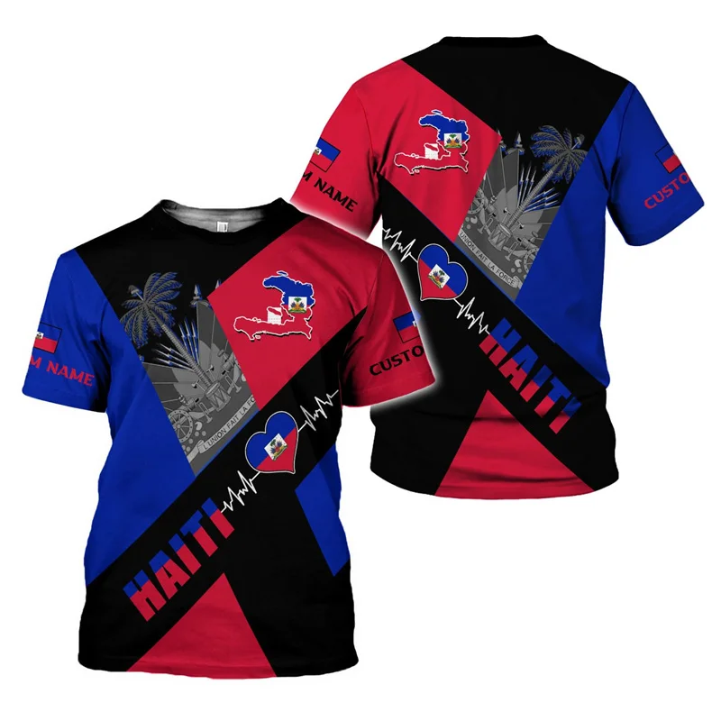 Fashion 2025 Haiti Flag T Shirt For Men Women 3D Printed Haitians Pride T-shirt Summer Short Sleeves Tops Crew Neck Tee Shirts