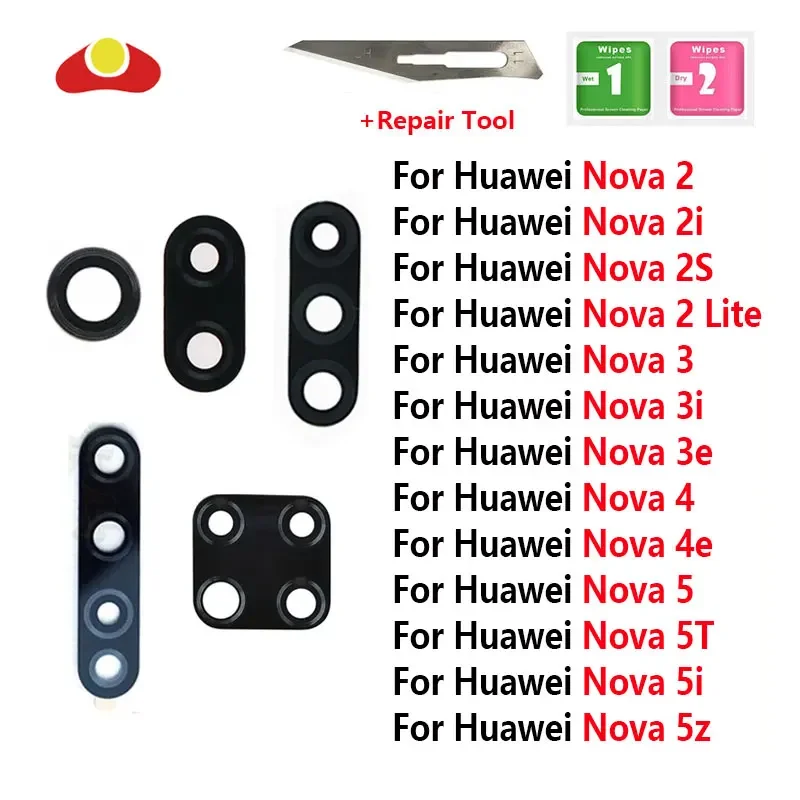 

For Huawei Nova 5i 5T 5Z 4 4e 2 lite 2 plus 5 5i Pro 2 2i 2S 3 3E 3i Back Rear Camera Lens Glass with Tool Adhensive Sticker