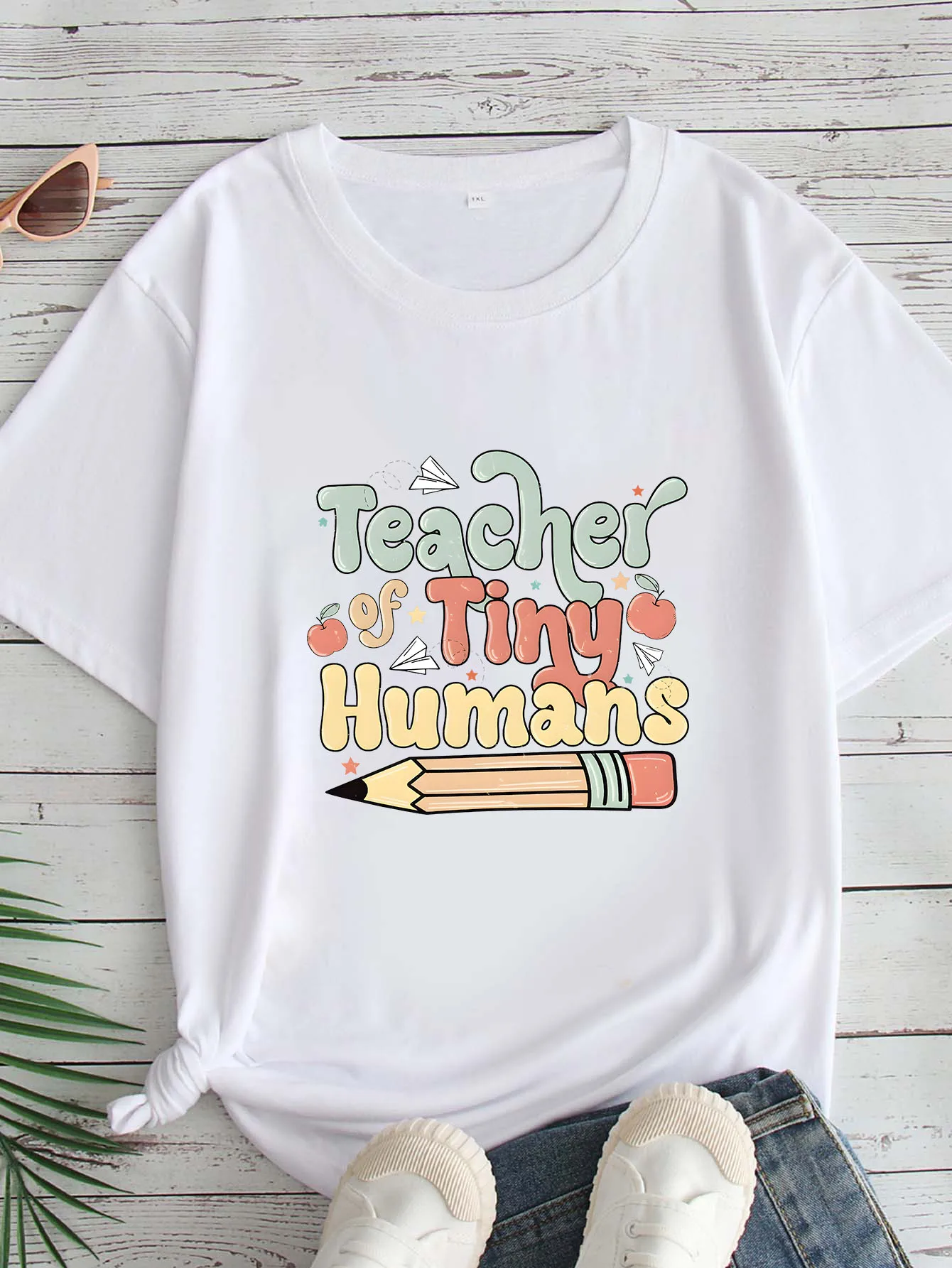 

Women's Large Size Printed round Neck Short Sleeve T-shirt 1-7XL Comfortable Casual Top in European Style