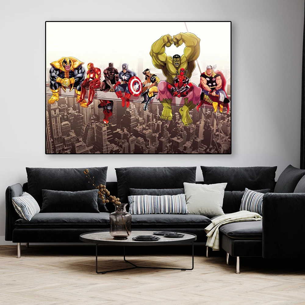 MINIS Disney Superhero Canvas Poster Spiderman Hulk Iron Man Canvas Painting Wall Art Avengers Theme Room Decor Children's Gifts