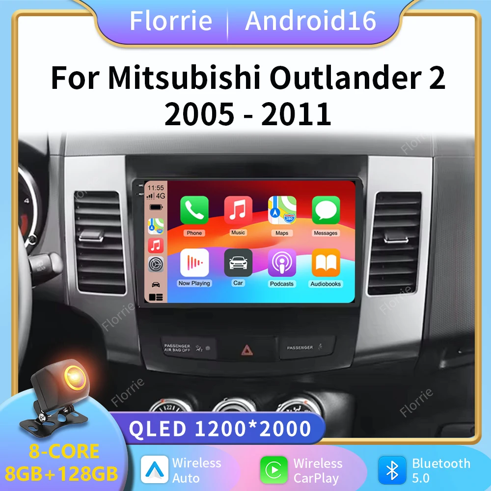 2K Android 16 for Mitsubishi Outlander 2 2006-2011 Citroen C-Crosser Auto Car Radio Carplay Multimedia Player 2Din Stereo DVD 4G