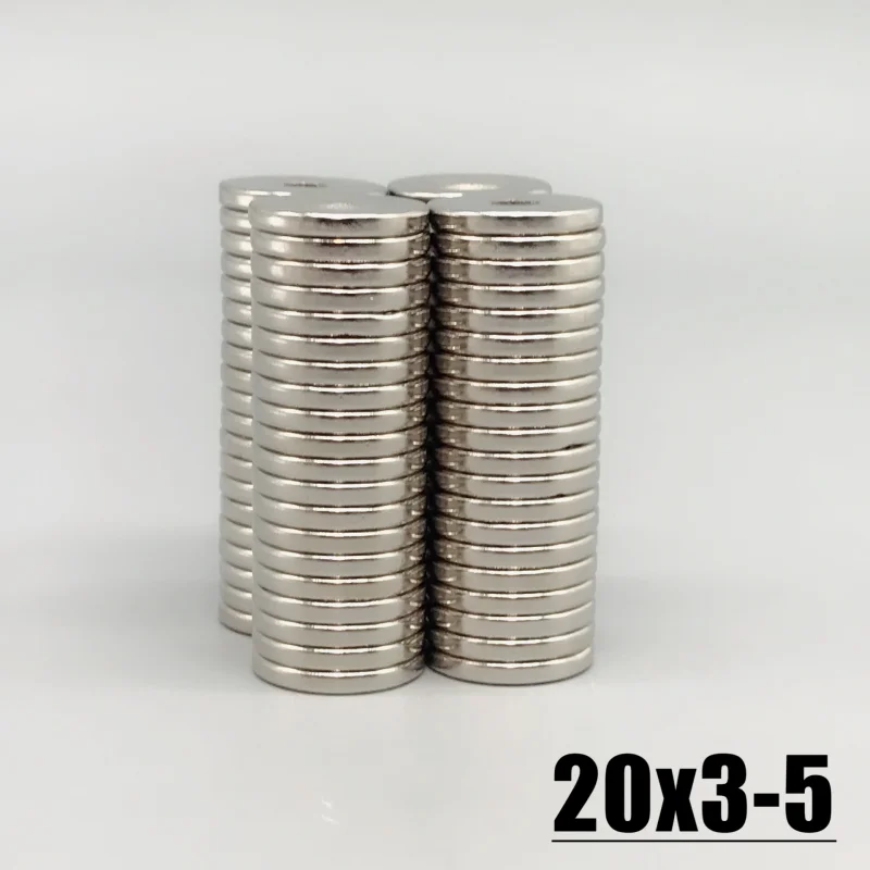 N35 100pcs 20x3-5mm Magnet N35 NdfeB Neodymium Magnet 20*3-5 Magnet Accessory Round Hole Shape Permanent Magnetic Imanes Magnets