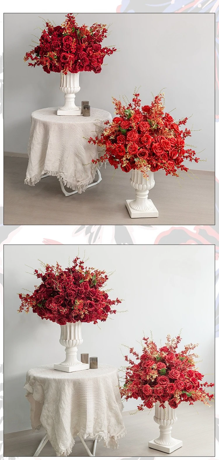 60cm Rote Jasmin-Kunstblumenkugel, Hochzeitsbühnen-Mittelstück, Künstliche Blumensphäre, Schaufensterdekoration, Event-Party-Großhandel – Detail 8