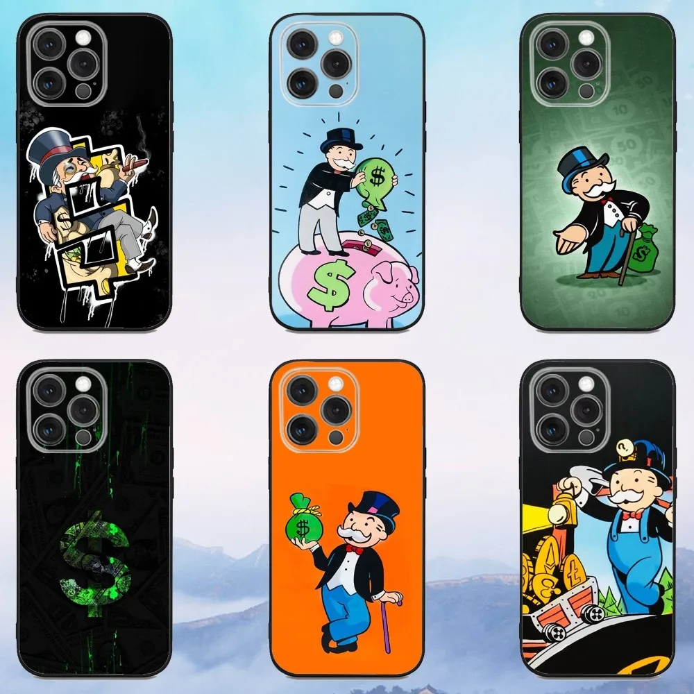 

Dollar Alec Monopoly Man Phone Case For iPhone 16e,16,15,14,13,12,11,Pro,X,XS,Max,XR,Plus,Mini Soft Black Cover