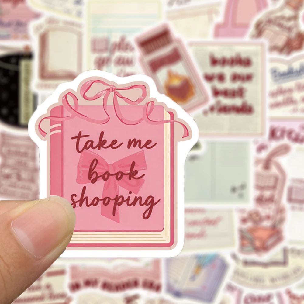 10/30/50pcs Cartoon Vintage Bookish Aesthetic Stickers for Water Bottle Phone Suitcase Cute Creative Graffiti Decals Decoration