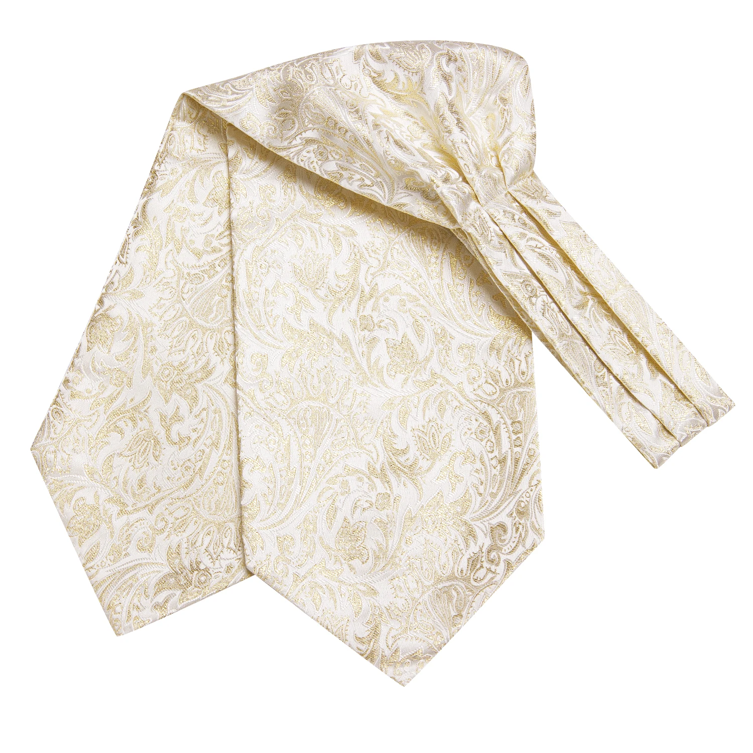 Designer Mens Ascot Tie Jacquard Floral Cravat Hanky Cufflinks Set Golden Blue Green Gray Beige for Male Wedding Business Prom