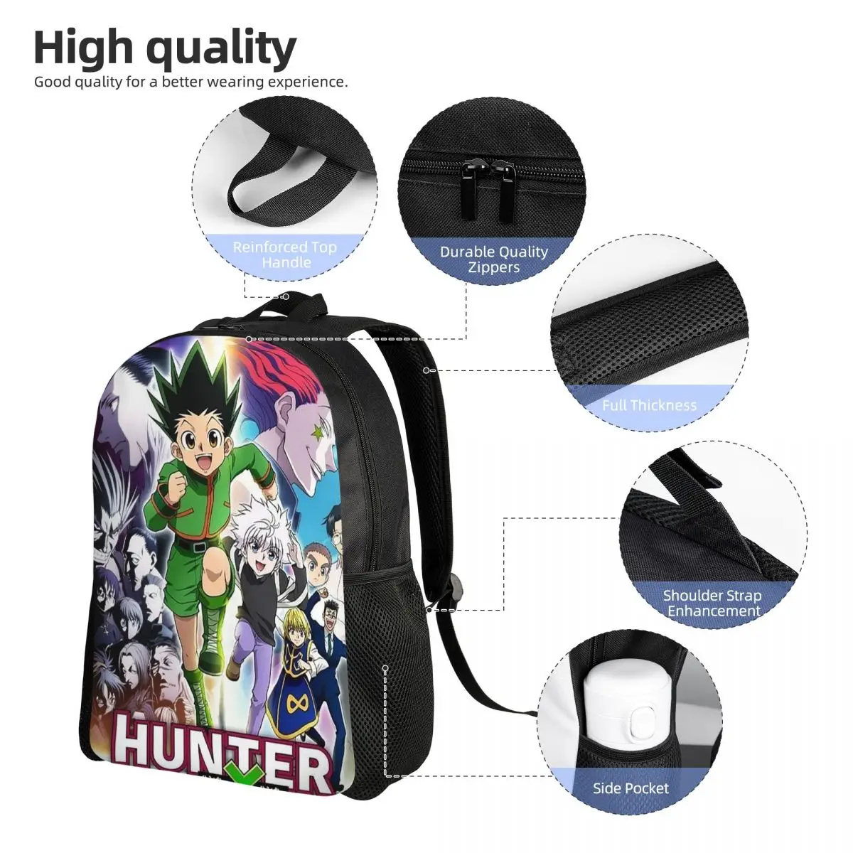 أنيمي هنتر X هنتر حقيبة الظهر رائجة البيع Daypack سعة كبيرة الأطفال BookBag حقيبة مدرسية حقائب كتف للرجال والنساء
