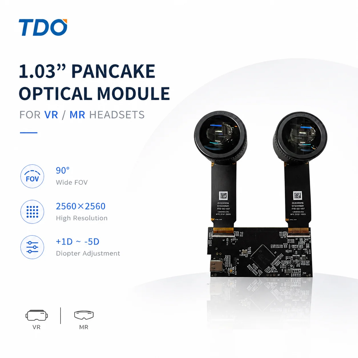 1.03 Inch Pancake Optical Engine 2560x2560 Micro OLED Display Module 90 FOV Driver Solution For VR MR XR Headsets