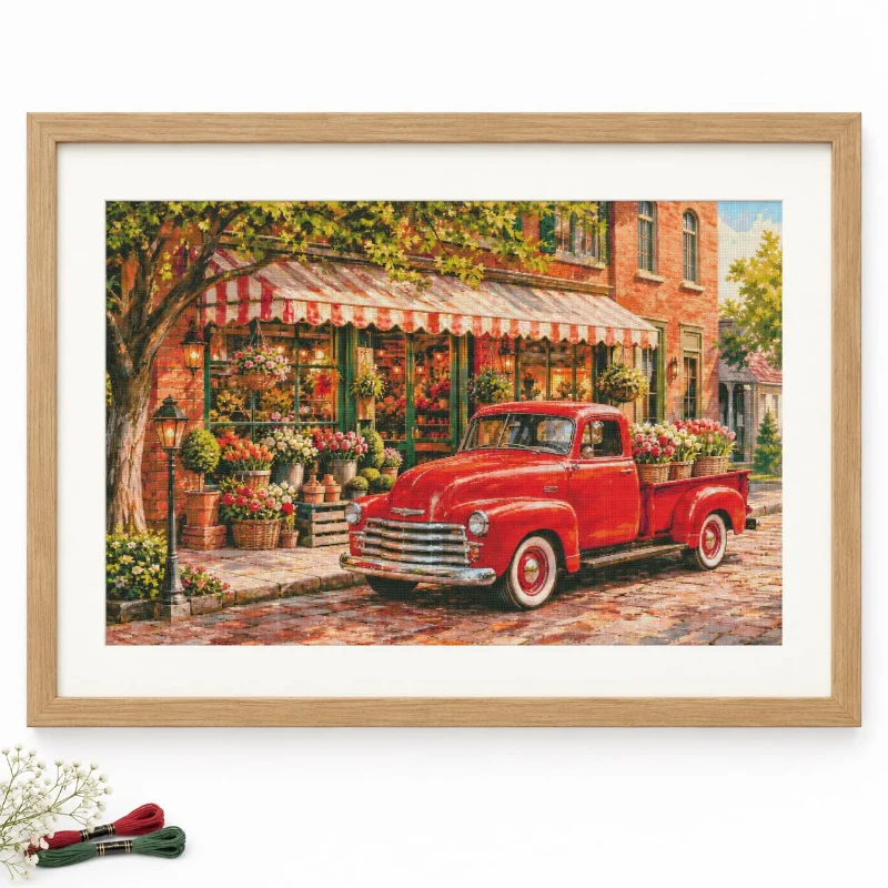 [ZZ9312-Street Corner Flowers]14CT 11CT 16CT Stamped Cross Stitch Kit DIY Embroidery Needlework Set with Printed Canvas Cotton