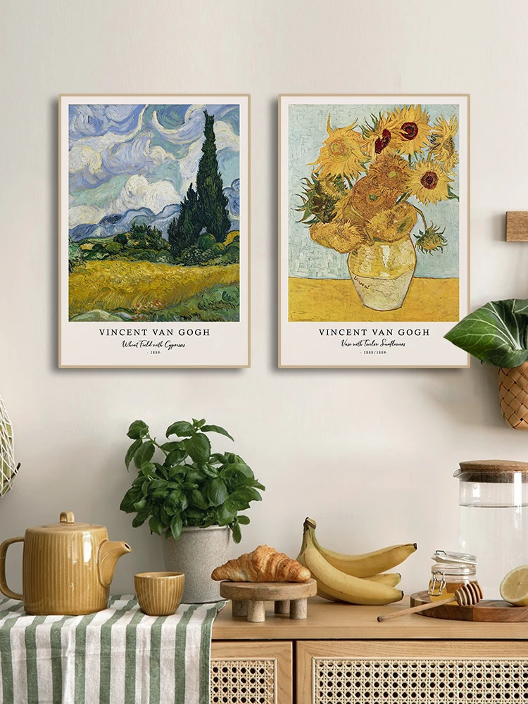 1pc frameless Vincent Van Gogh Writings Prints and Posters Great Work The Starry Night Canvas Painting Decorations for Living Ro - view 5