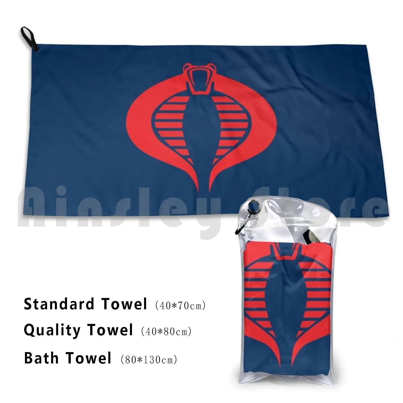 Navy Blue / Red Gi Joe Commander Bath Towel Beach Cushion Commander The Enemy Gi Joe Gi Joe Blue Red Navy Navy Blue Navy