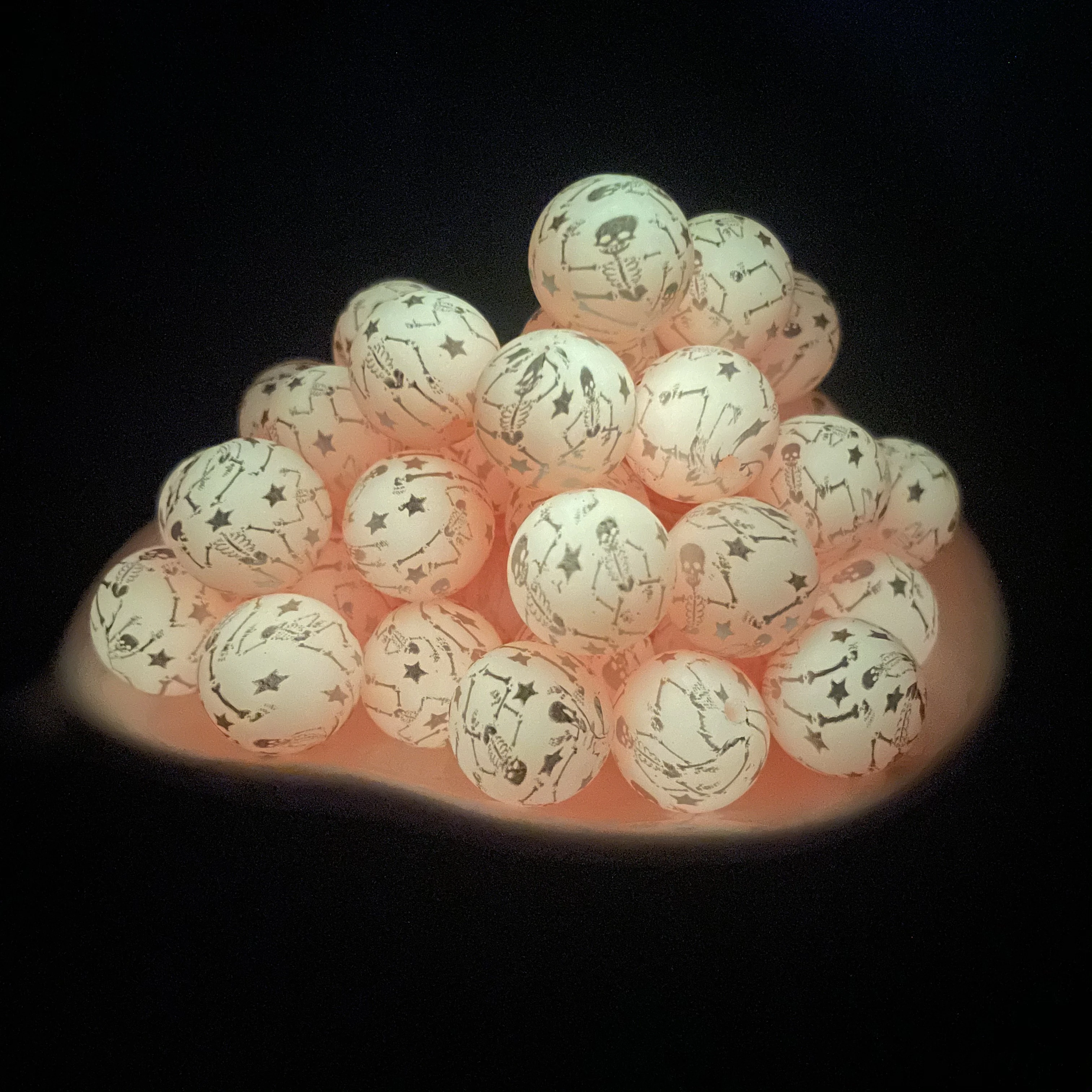 10Pcs Halloween Spider Luminous 15mm Print Silicone Beads Glowing In The Dark Dancing Skeleton Skull Round Loose Balls For Pens