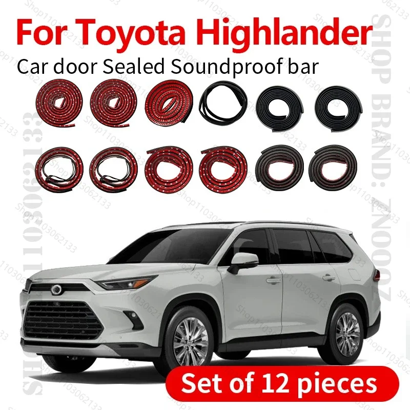 Car Door Seal Strip Rubber Double Layer Sealing Protector Soundproof Strip Dustproof Seal Strip 12 PCS For Toyota Highlander