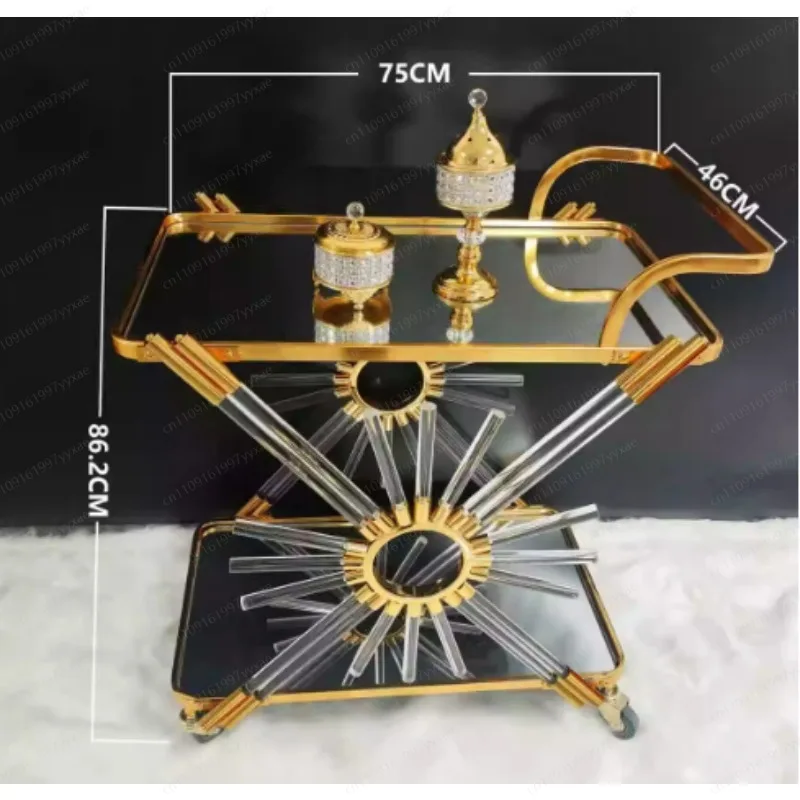 Light Luxury Retro Dessert Cart - Middle East Style Tea Cart for Restaurant