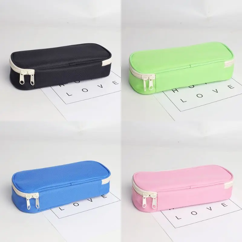 1 Piece Simplicity Student Pencil Case Creative Fashion Solid Color Pencil Bag High Capacity Canvas Stationery Storage Bag