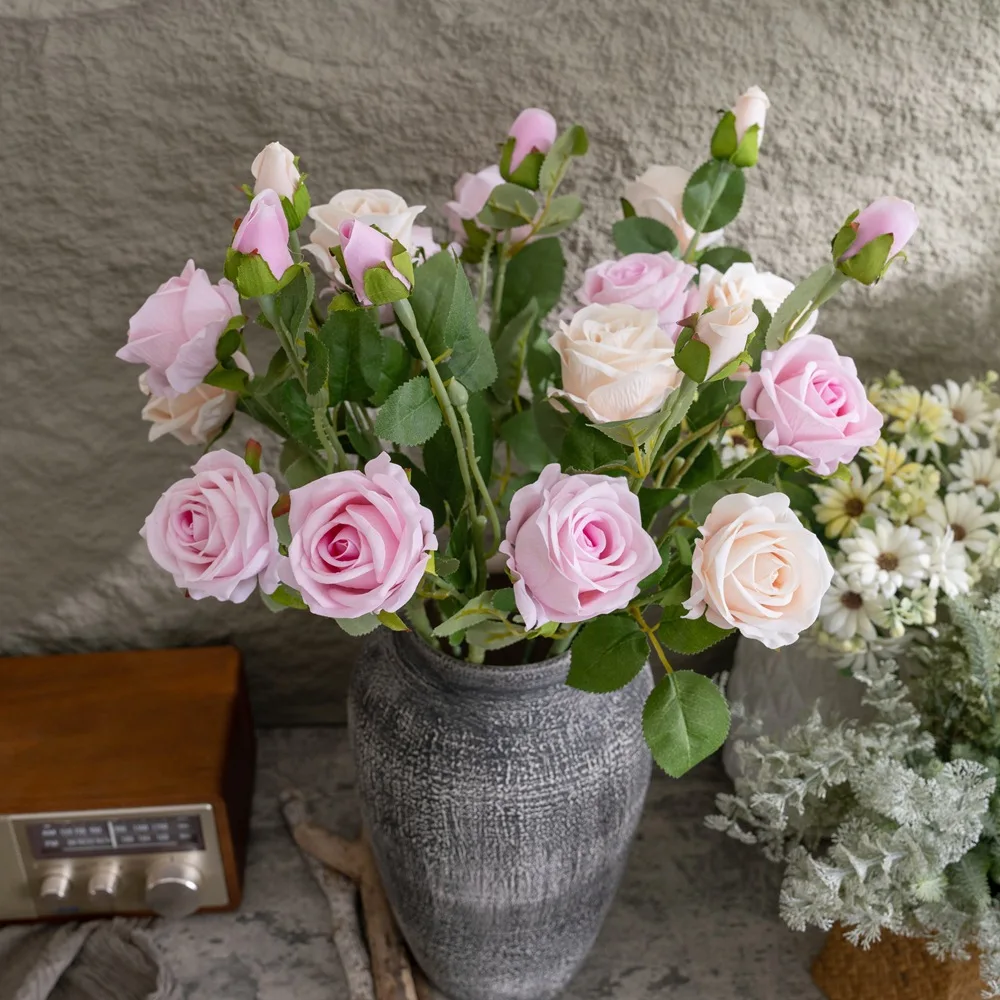 

Velvet pearl rose simulation hand-held flower home decoration wedding