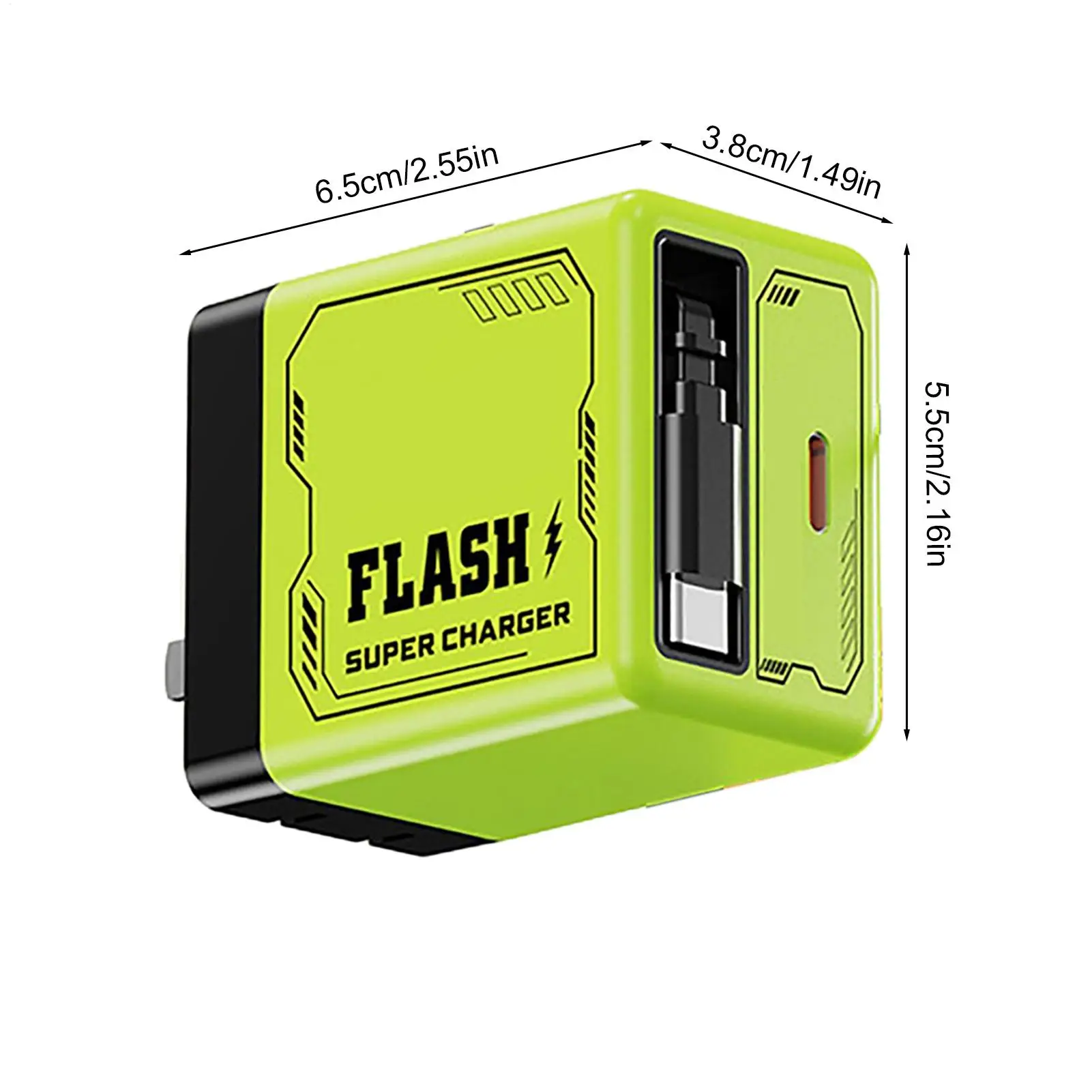 Cargador retráctil de 120W, adaptador de bloque de carga rápida, cargador de pared, adaptador 2 en 1 con estación de Cable tipo C, accesorios para teléfono móvil