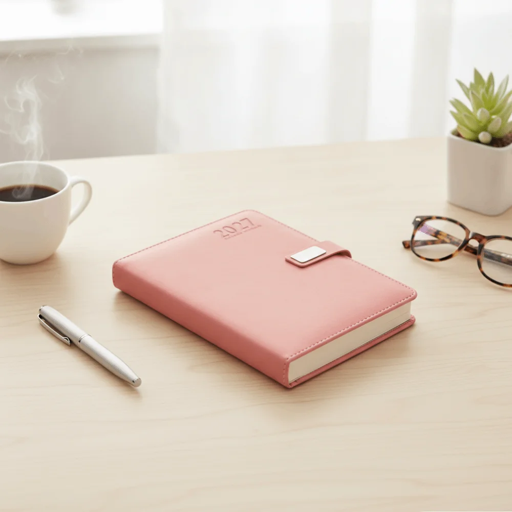 PU Leather Cover 2027 Schedule Planner Notepad A5 Thick Paper Agenda Planning Notebook with Bookmark and Pen Loop Wear-resistant