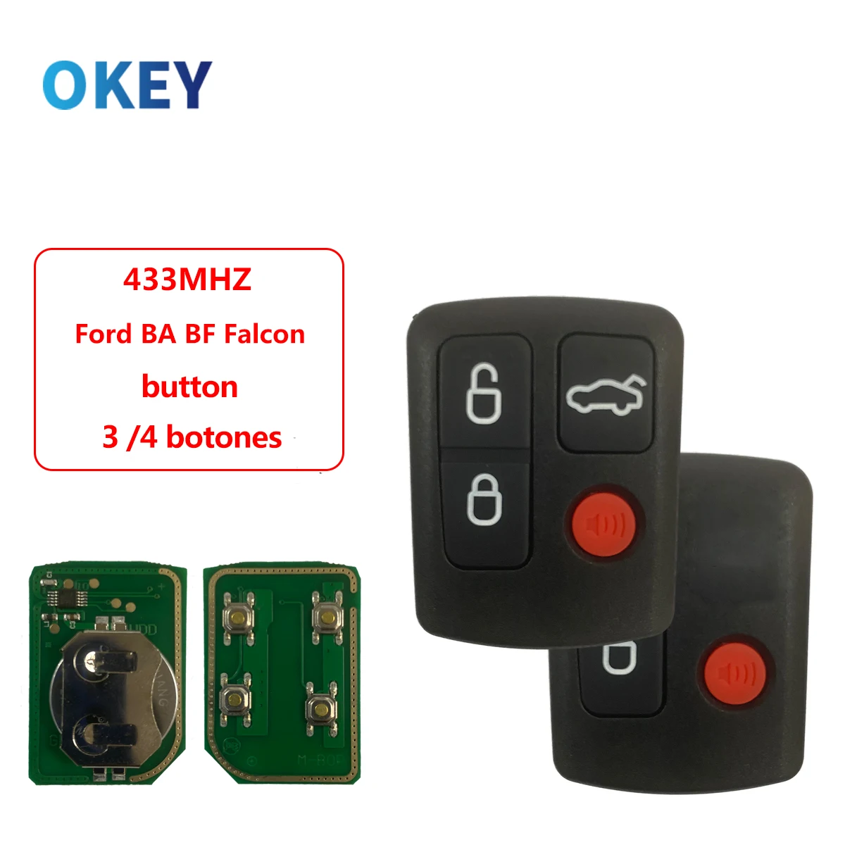 

Okey 3 4 Buttons Remote Key Fob 433MHz For Ford BA BF Falcon SX SY Territory XR6 XR8 FPV Fob Smart Replacement Full Car Key