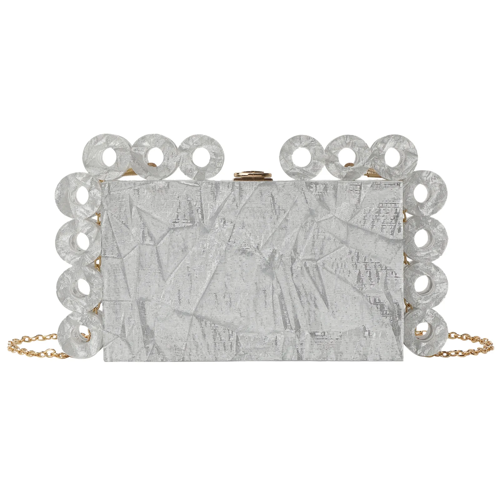 

New Fashionable Women's Acrylic Marble Pattern Circle Evening Clutch for Wedding and Formal Dinners