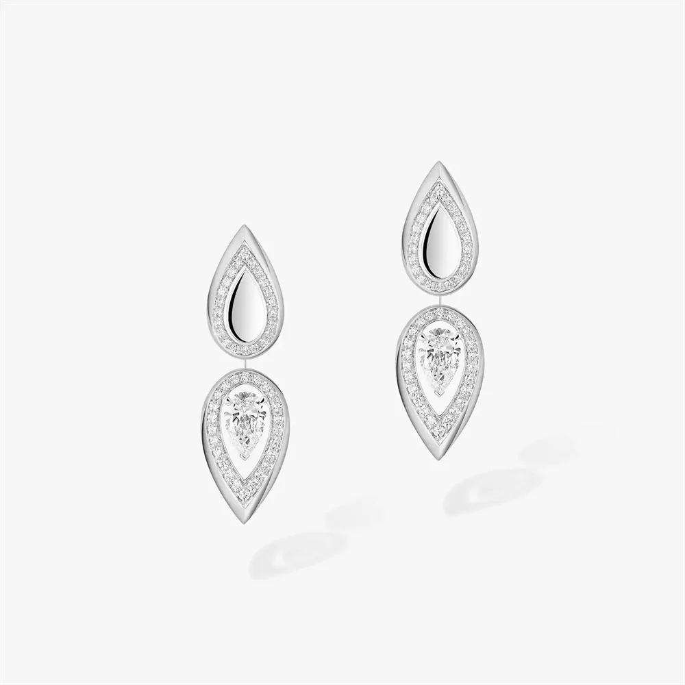 Official Website 2024 New Earrings Fiery Water Drop shaped Diamond Earrings Elegant Luxury Jewelry High Jewelry Christmas Gift