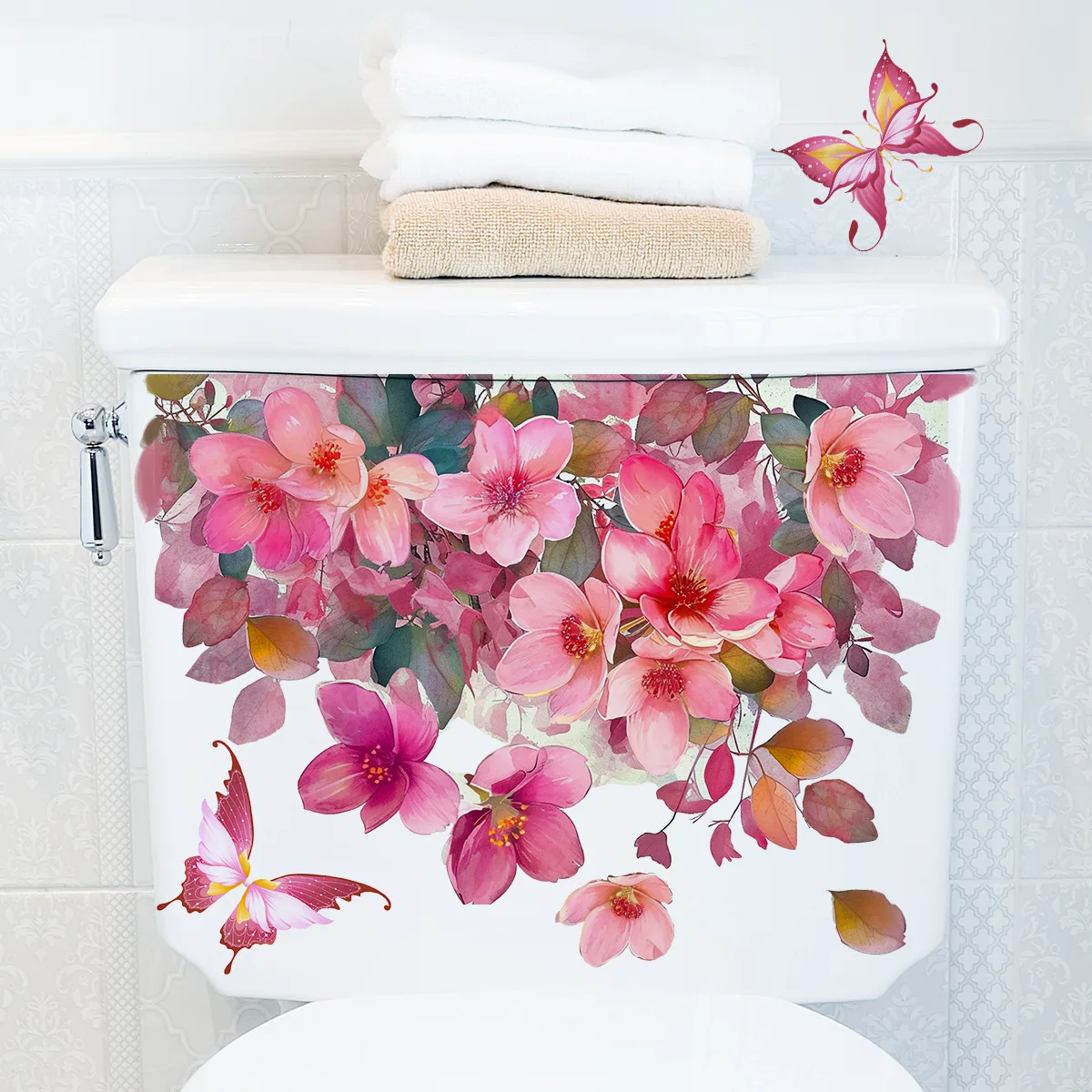 

Plants and Flowers Toilet Sticker Bathroom Toilet Cover Sticker Wall Stickers Wc Accessories For Home BathRoom Decoration S622