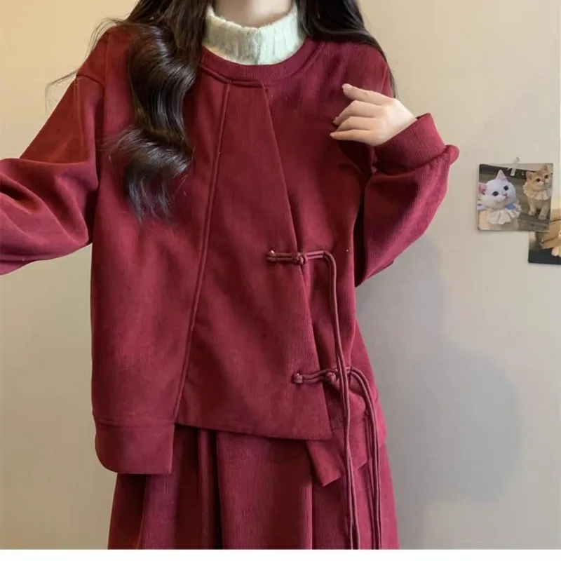 

Retro Autumn and Winter Women's Casual Fashion Suit New Chinese Style Top
