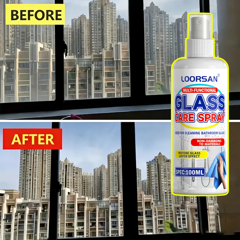 LOORSAN Powerful Glass Scale Remover - Quickly Wipes Off Limescale & Water Spots, Renovates Bathroom Glass & Faucets Instantly