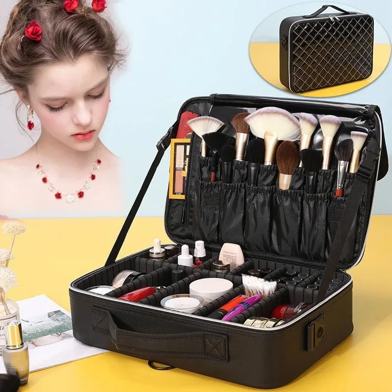 

New Argyle Partition Bag Makeup Bag Large Capacity Makeup Artist With Makeup Portable Storage Bag Makeup Toolbox