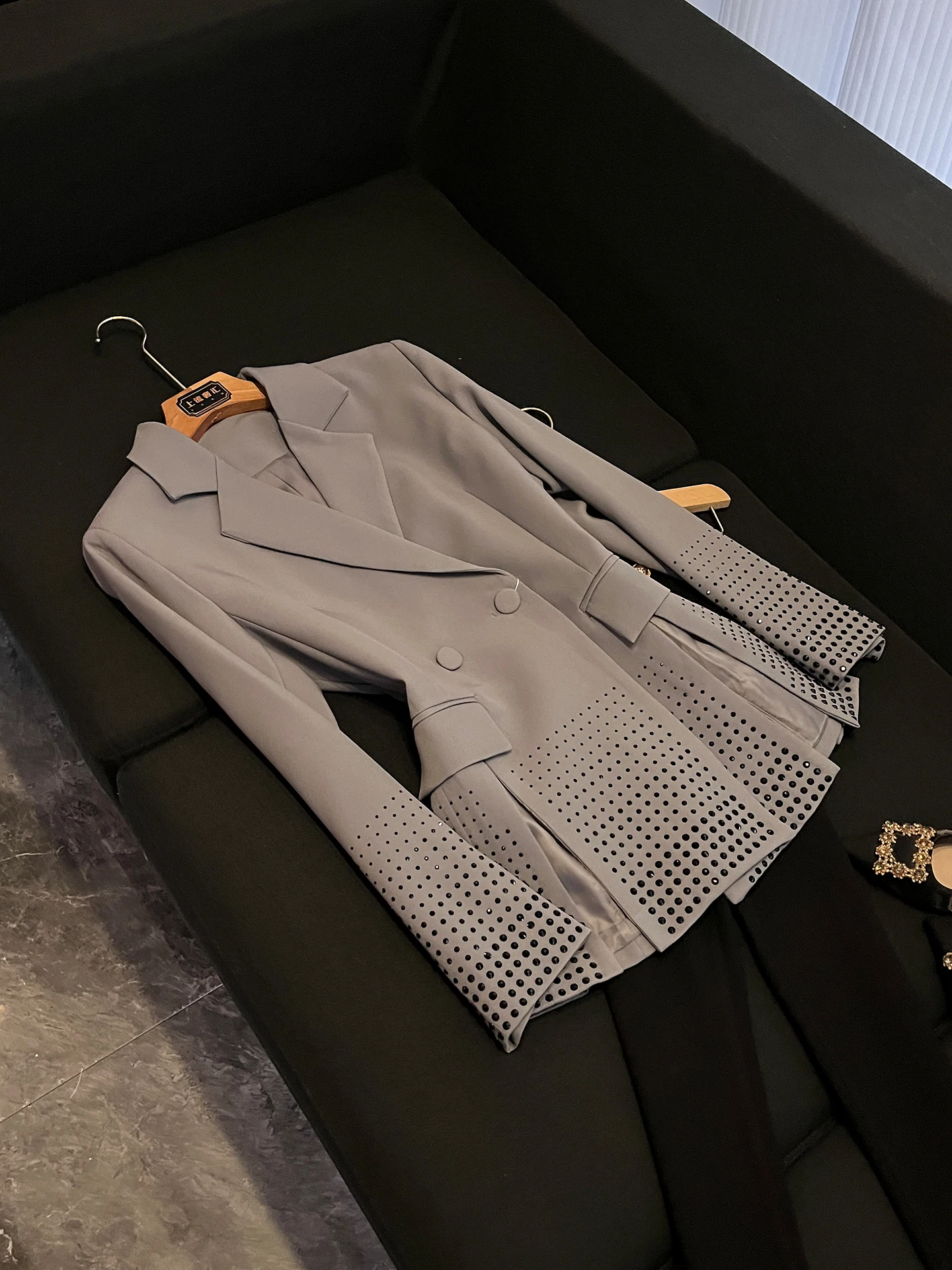 Commute Summer New V-neck Suit Women Long Sleeve Slim Waist Split Elegant Style WY03 Business Casual Fashion Chinese Origin