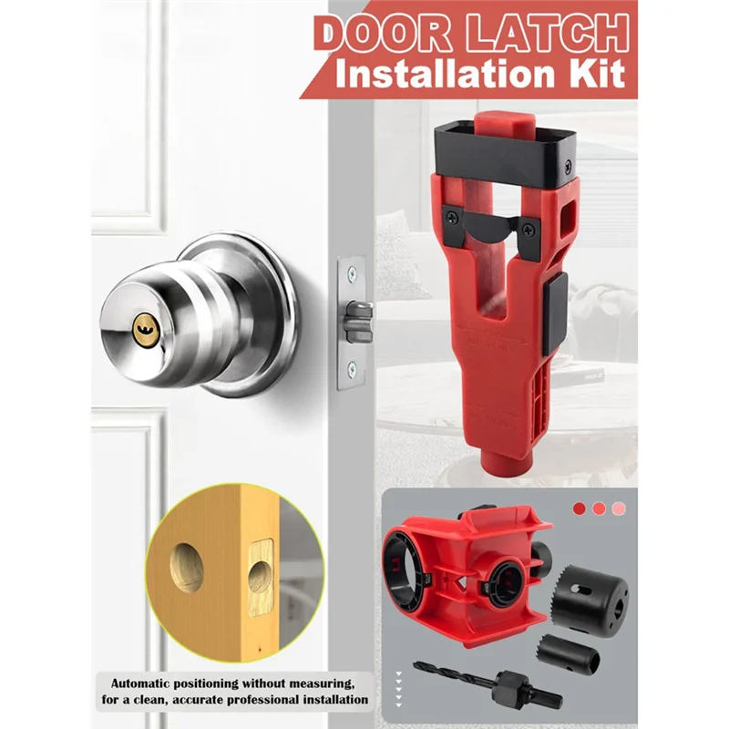 【التسريحات الأخيرة!】فتاحة ثقب قفل الكرة + أداة نقر مزلاج الباب مجموعة تركيب قفل الباب لـ 1-3/4 بوصة أو 1-3/8 بوصة باب سميك من الخشب