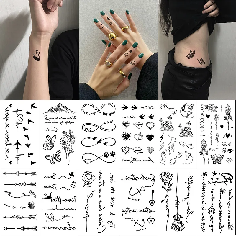 

Новая маленькая свежая татуировка-наклейка с улучшенным ощущением английского письма, маленькая картина, персонализированная татуировка-наклейка