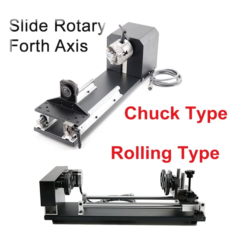 

Universal Chuck Type And Rolling Type Slide Rotary Forth Axis For Fiber Co2 Laser Engraving Cutting Machine Cutter Engraver Use