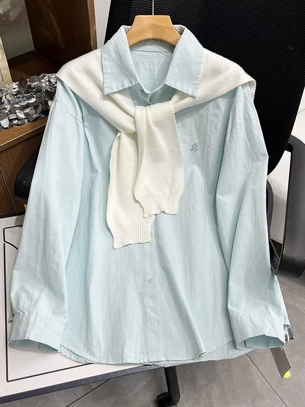 

Extra Large 300 Pounds Spring New Style Shirt with Shawl Loose Fashion Slimming Elegant Top for Men And Women