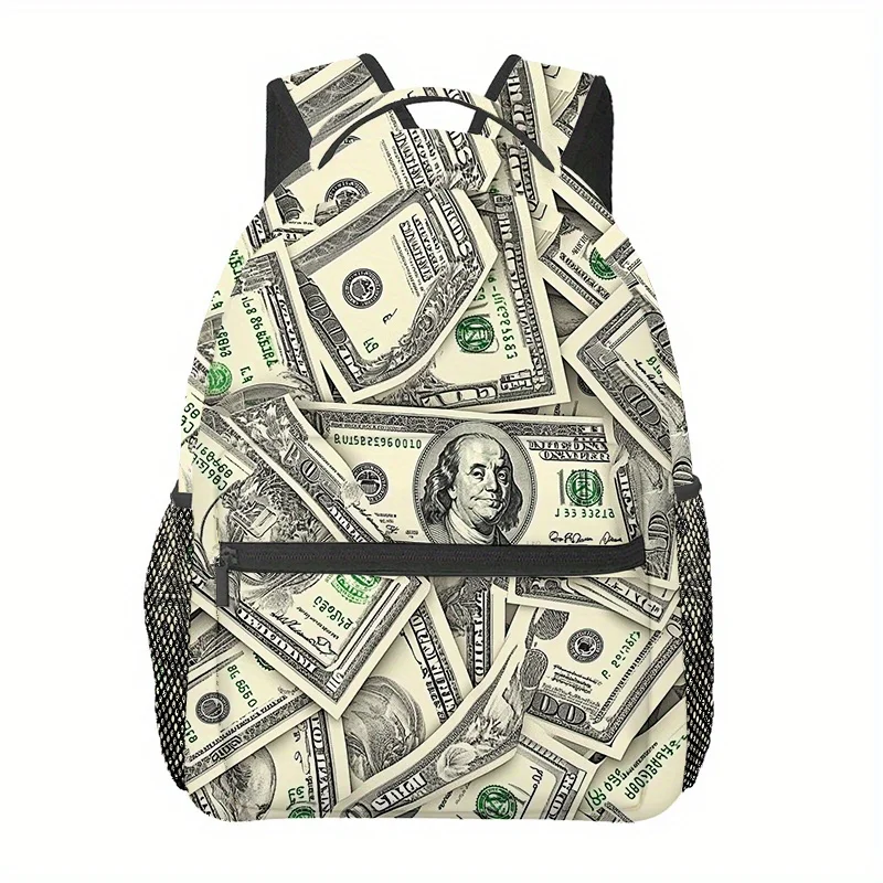 American Dollar Money Graphic Outdoor Sports Backpack Travel Backpack Adjustable Comfortable Shoulder Strap Sporty Backpack