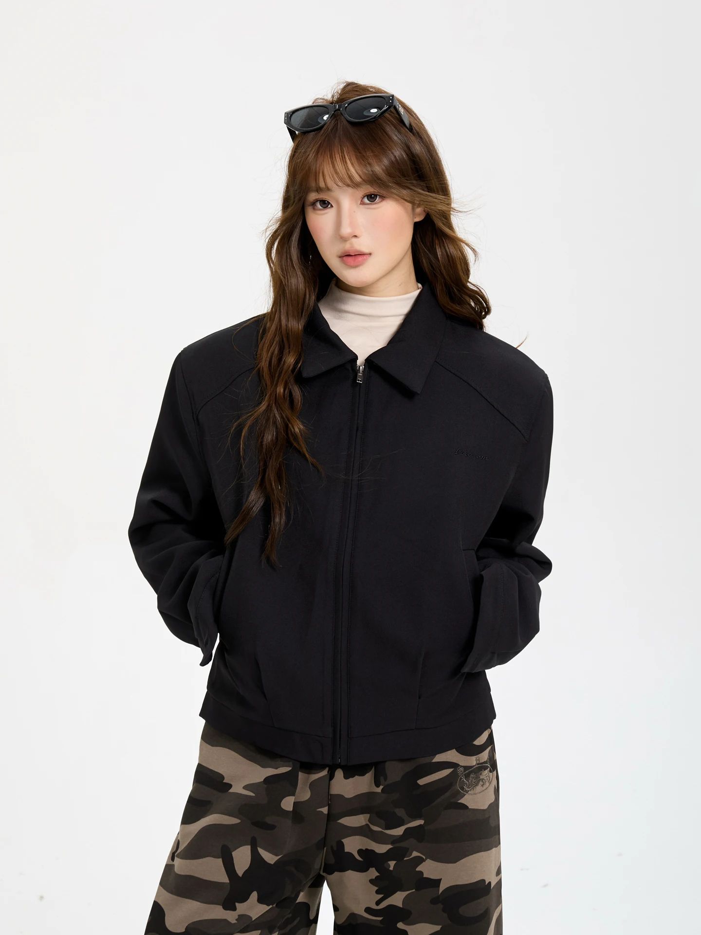 

7KEEWEN Осенний женский пиджак в американском ретро-стиле свободного кроя с подплечниками, высококачественный, с застежкой-молнией, длинный рукав