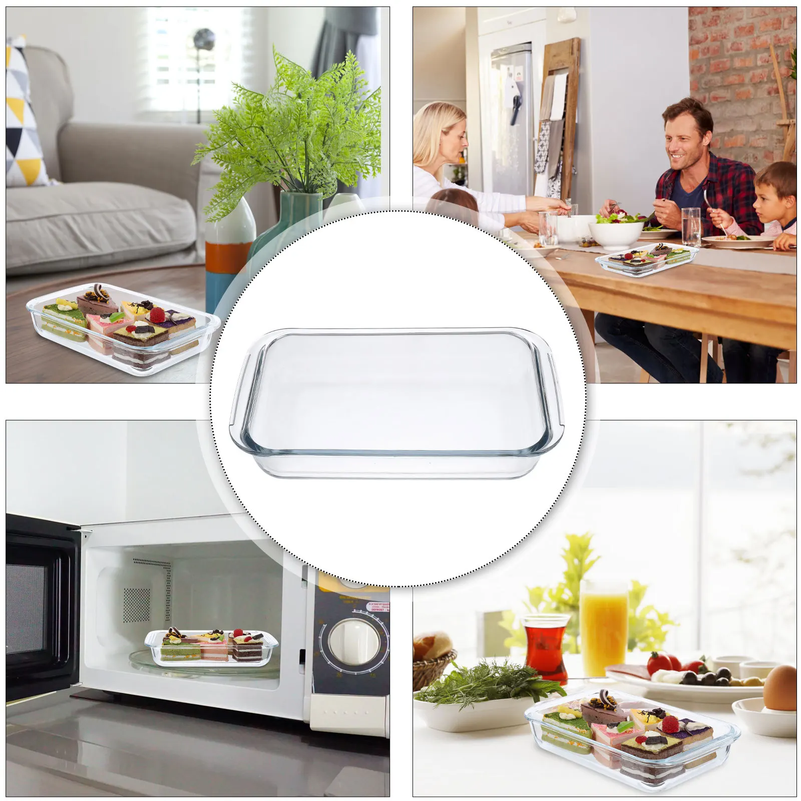 

Tempered Glass Baking Tray Heat-Resistant Rectangular Grill Plate Oven Microwave Dishwasher Safe 300C Rectangular Grill Plate
