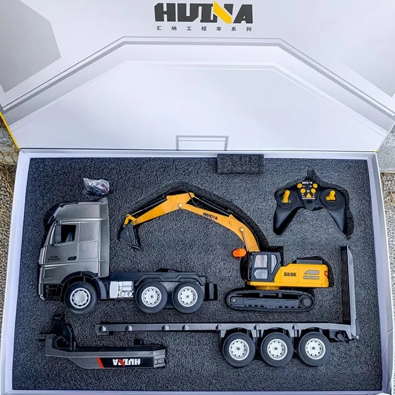 Large Remote Control Engineering Vehicle Excavator Semi-trailer Flatbed Trailer Transport Truck Truck Boy Holiday Gift Toy