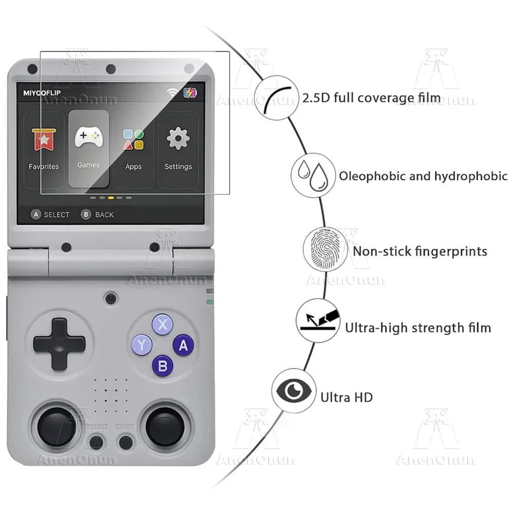 Bruchsicheres gehärtetes Glas für Miyoo Flip / Miyoo Flip V2 Ultra HD, kratzfest, Anti-Fingerabdruck, 2,5D-Bildschirmschutz mit gebogenen Kanten – Detail 1