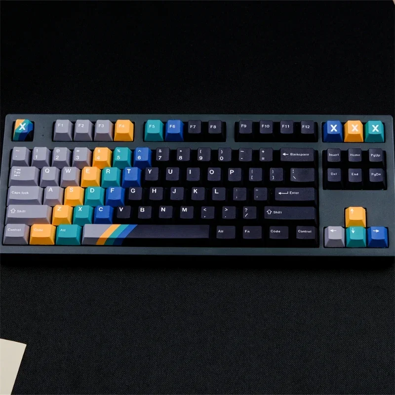 Imagem -02 - Gmk Record Keycaps Teclado Gradiente de Cor Perfil Cereja Pbt Sublimação Térmica Teclado Mecânico 129 Chaves