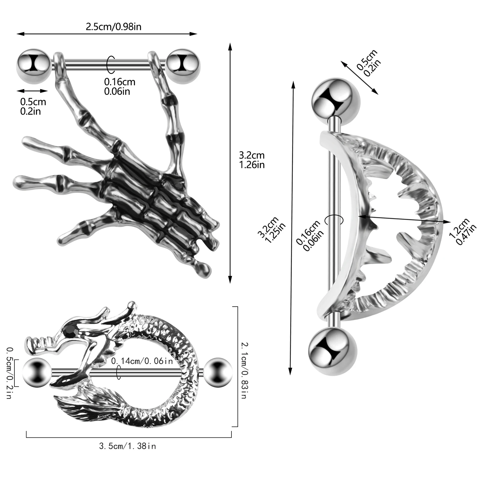 2 anillos de acero inoxidable  - Body Jewelry Nipple Rings reseña y precio