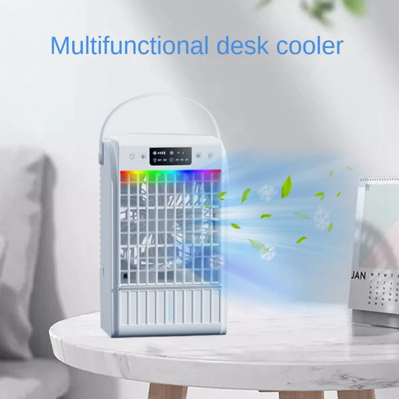 Portable Air Conditioner Fan Evaporative Air Cooler Air Conditioner Humidifier With 3 Speed 7 Color For Room Camping Easy To Use